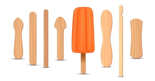 Set realistische eis am stiel-sticks orange eis d vektor-illustration sommersaison