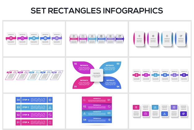 Set Rectangles Konzept für Infografiken Geschäftsdaten-Visualisierung