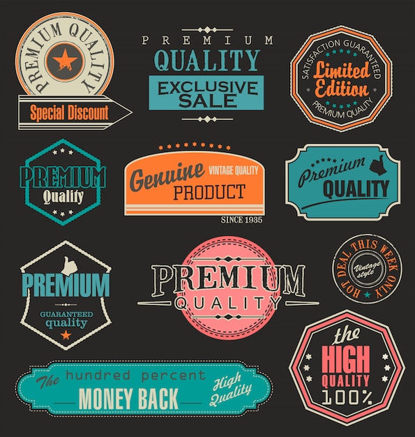 Set retro vintage etiketten