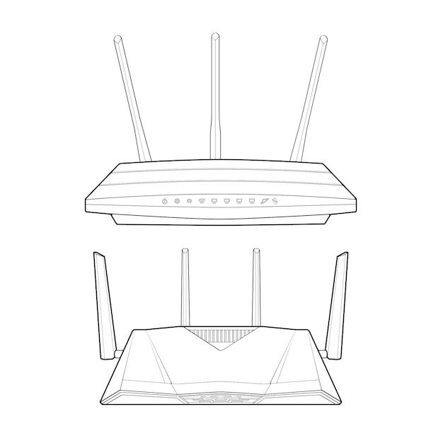 Set router line art vektor line art vektor isoliert auf weißem hintergrund für malbuch