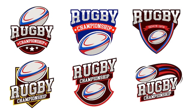 Set rugby-logo-abzeichen-design-emblem