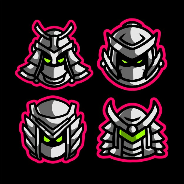 Set samurai maskottchen gaming-logo