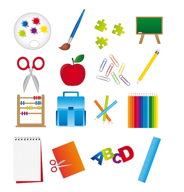 Set Schule Elemente isoliert