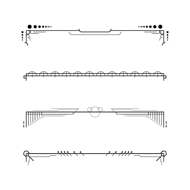 Set Schwarz Einfache Linie Sammlung Doodle Randelemente Vektordesign Stil Skizze Isoliert