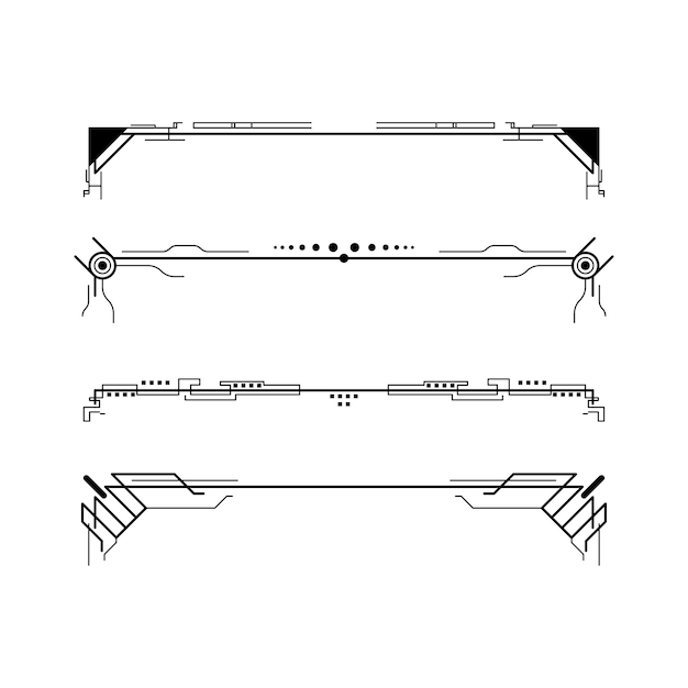 Set Schwarz Einfache Linie Sammlung Doodle Randelemente Vektordesign Stil Skizze Isoliert
