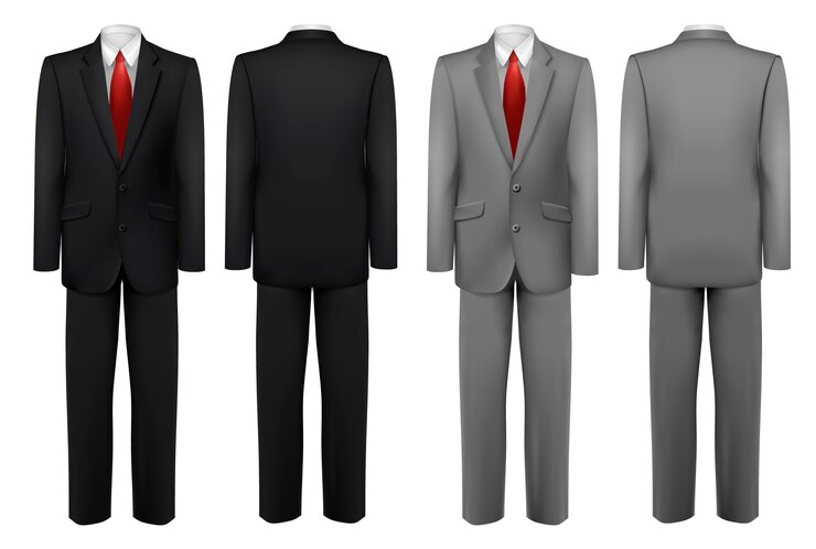 Set schwarze und graue Anzüge.