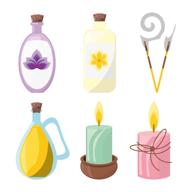Set Spa-Produkte mit Kerzen und aromatischen