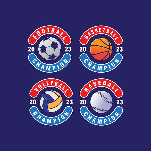 Vektor set sport logo fußball basketball volleyball baseball abzeichen design vektor vorlage