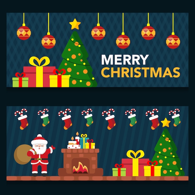 Set süße nachtszene weihnachten banner