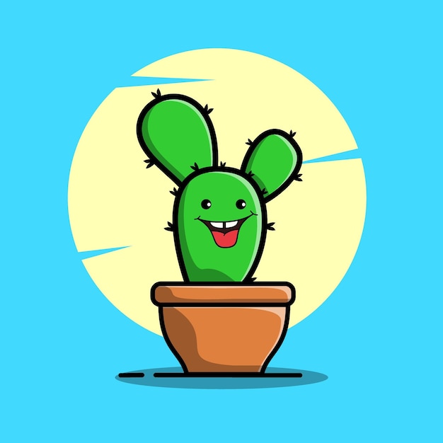 Set vektor-cartoon-illustrationen von grünem kaktus mit emotionen