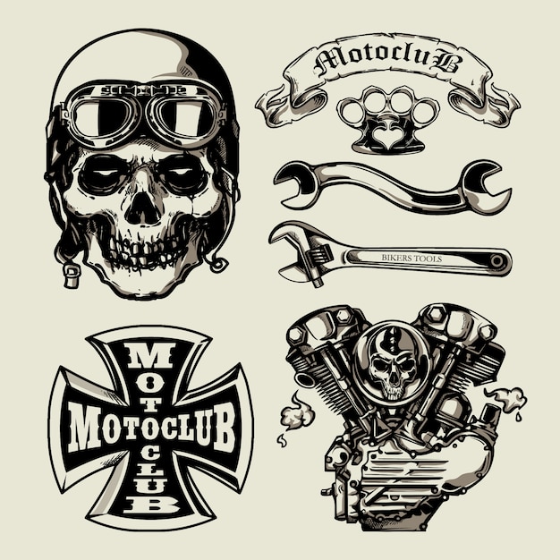 Set vintage motorradelemente