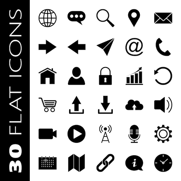 Set von 30 flachen Design-Symbolen, perfekt für Ihre Website-App oder jede andere Verwendung