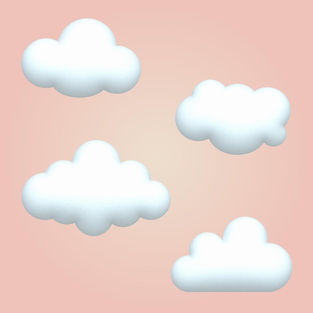 Set von 3d-cartoon-stil wolken vektor