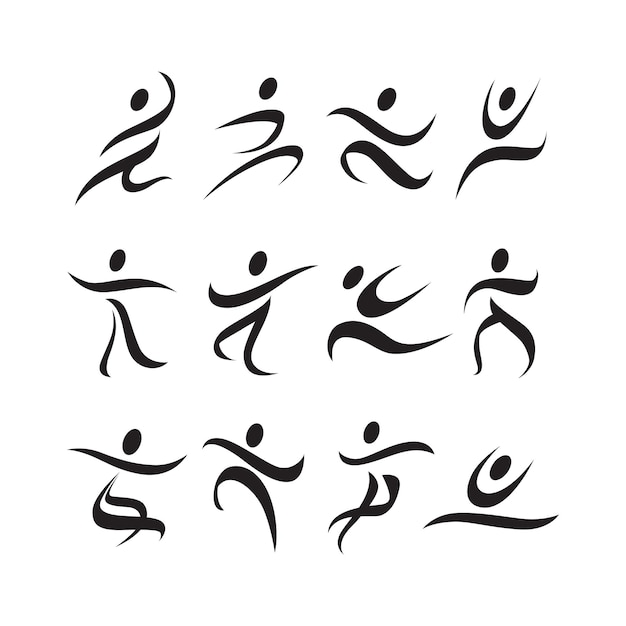 Vektor set von abstrakten tanzenden menschen icon logo vorlage vektor-illustration