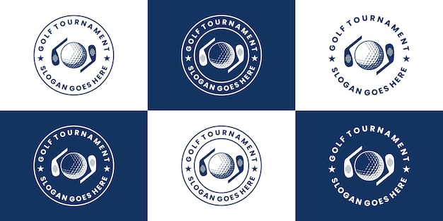 Set von abzeichen golf logo design retro-stil