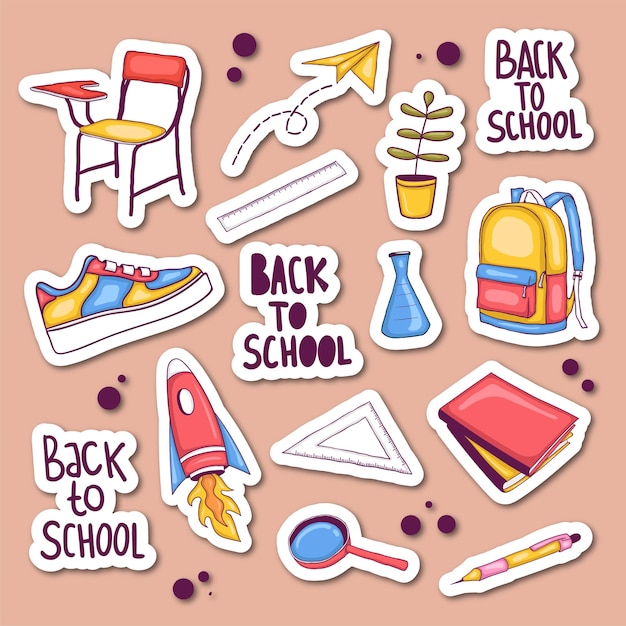 Set von back to school-elementen