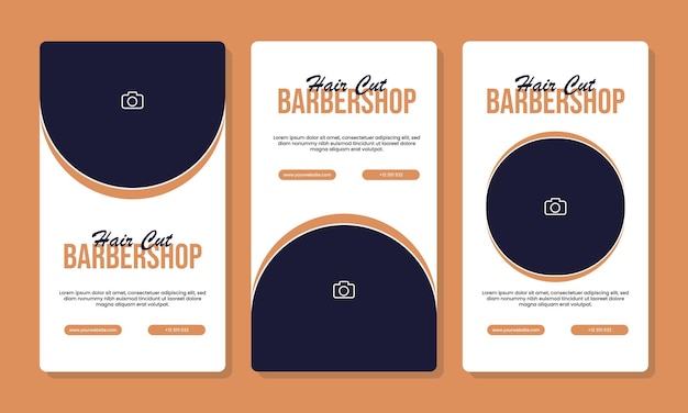 Set von Barbershop Social Media Stories Vorlagen für die Werbung Design Vorlage mit Foto-Bereich
