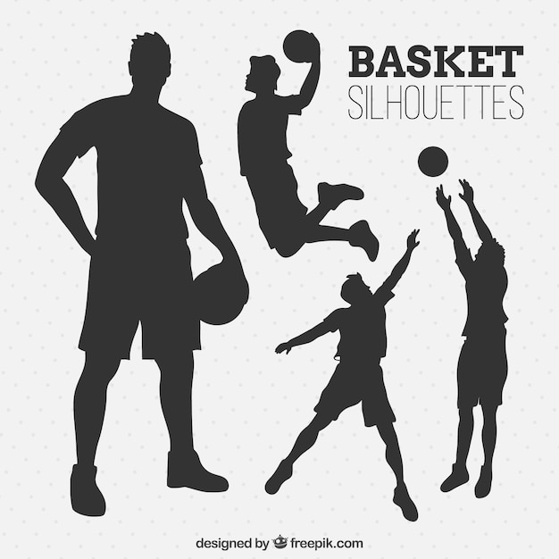 Vektor set von basketball-spieler-silhouetten