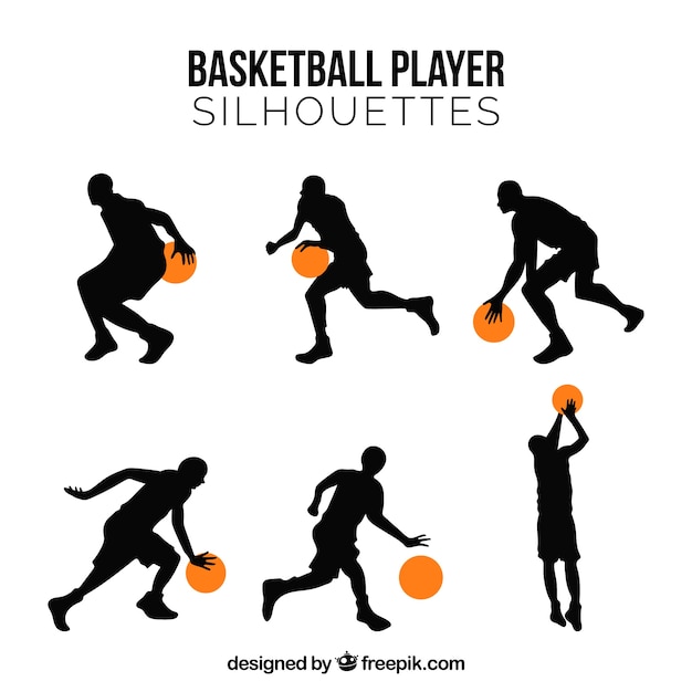 Set von basketball-spieler-silhouetten