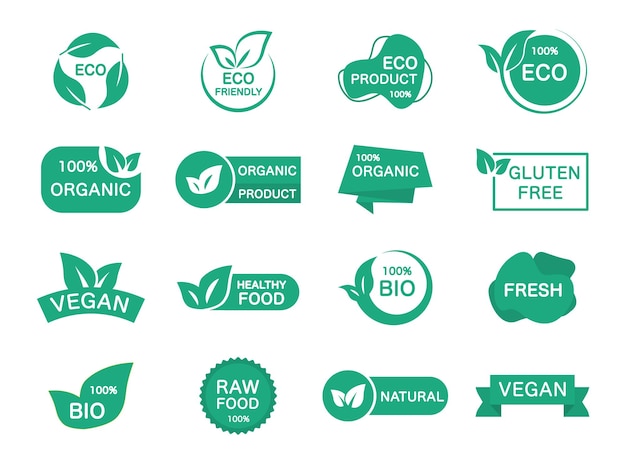Set von Bio-Etiketten für vegane Bio-Lebensmittel