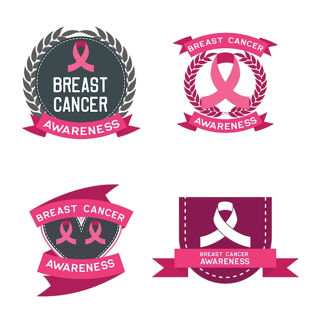 Vektor set von brustkrebs-bewusstsein für männer und frauen-logo