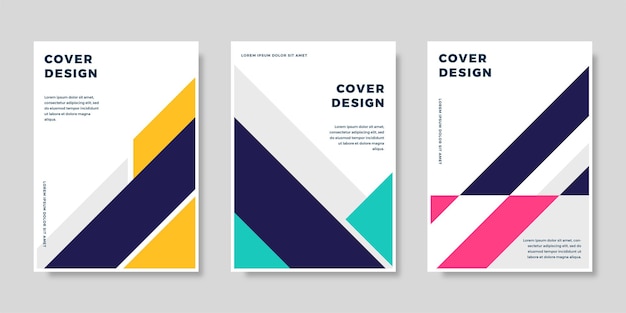 Set von buchcover-broschürendesigns im geometrischen stil