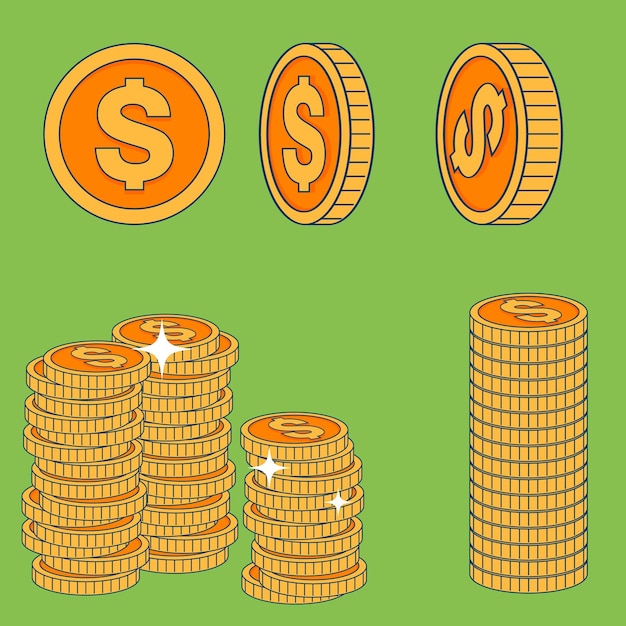 Vektor set von cent-münzen im flachen stil design-element für logo-label-schild-plakat-t-shirt-vektorillustration