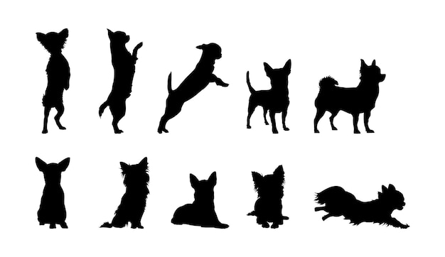 Set von Chihuahua-Hundesilhouetten