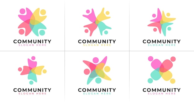 Set von community-logo-design mit farbenfrohem und abstraktem konzept