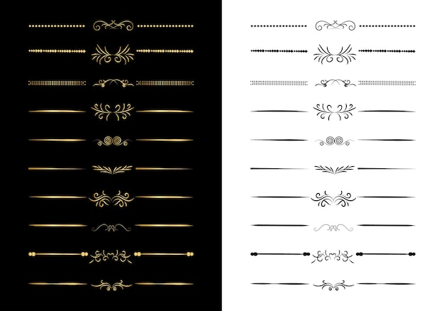 Set von dekorativen kalligraphischen linienelementen zum bearbeiten und gestalten eines mega-sets von blumenteilern