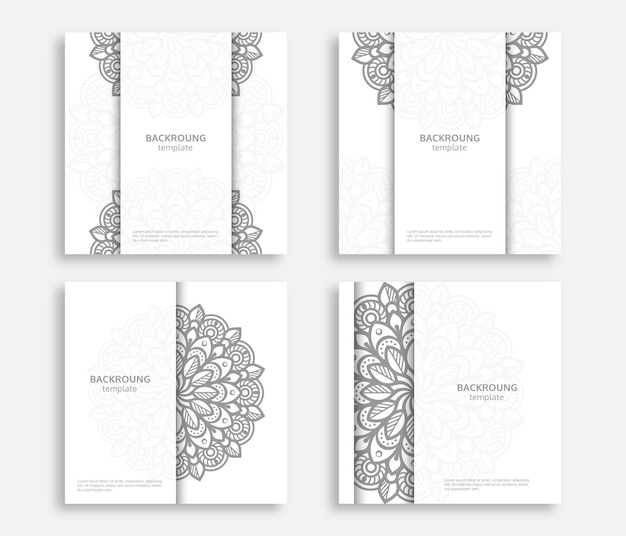 Vektor set von detaillierten mandala-hintergrund-design-vorlagen