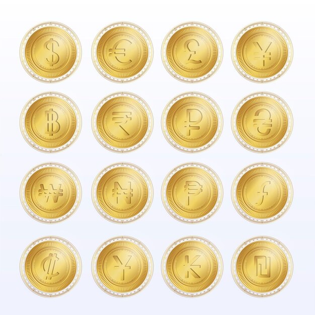 Vektor set von dolden währungssymbolen und symbolen elektronisches geld kryptowährung digitale globale währung