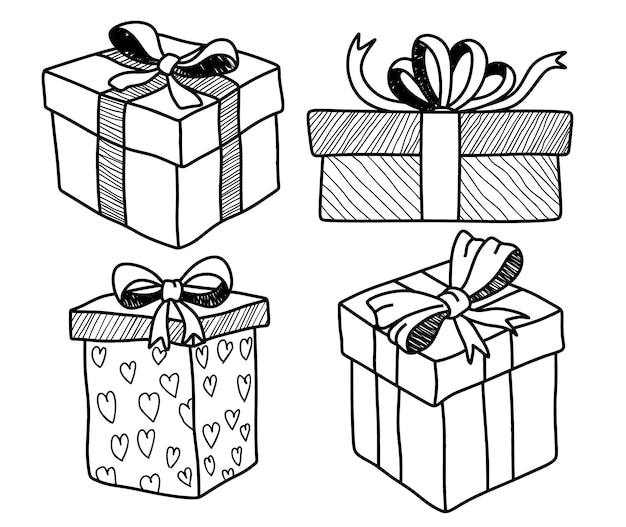 Vektor set von doodle-geschenkboxen