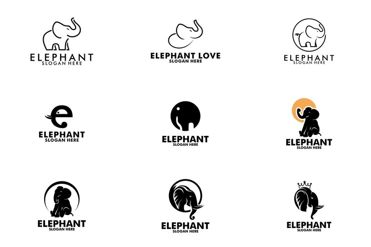 Vektor set von elefanten-logo african indian wildlife elephant logo icon vector illustration design vorlage