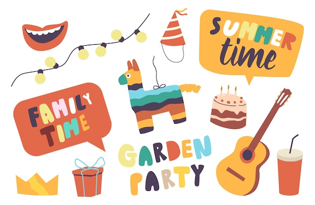 Set von elementen family garden party theme