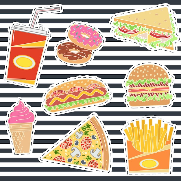 Set von fast-food-patches