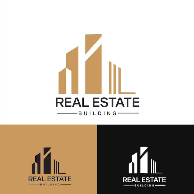 Set von Gebäuden schwarz-weiß Immobilien-Logo