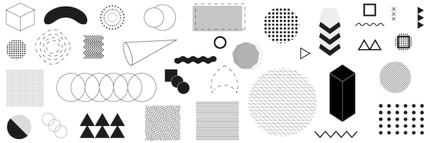 Set von geometrischen Formen Memphis Design Retro-Elemente für Web-Vintage-Werbung