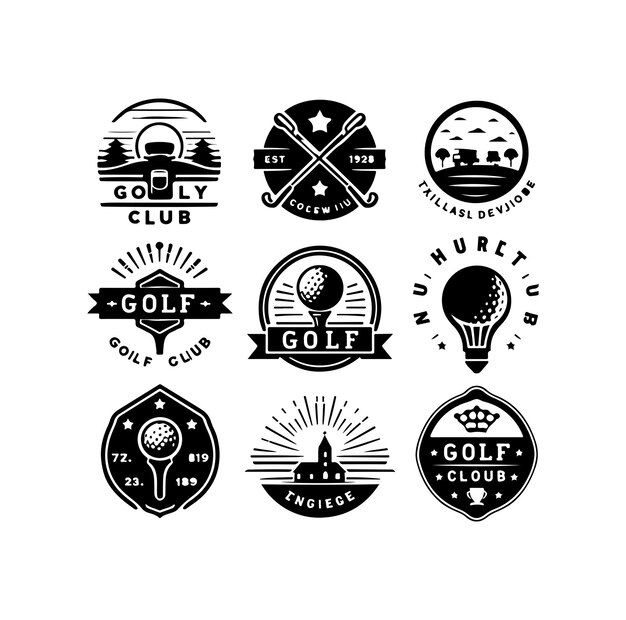 Vektor set von golfclub-logos, etiketten und emblemen