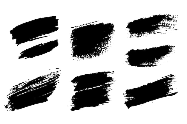 Set von Grunge-Schwarzen Pinselstrichen für Grafikdesign und Texturen