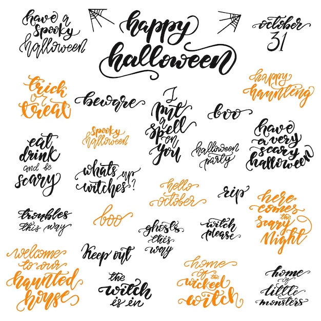 Set von halloween-schriftzug designs. vektor-illustration.