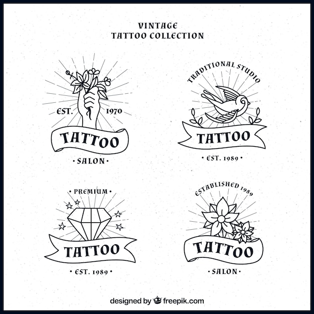 Set von hand gezeichnet tattoos logos