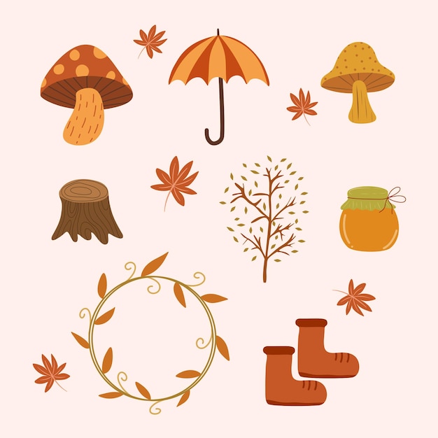 Set von handgezeichneten Herbstgekritzeln