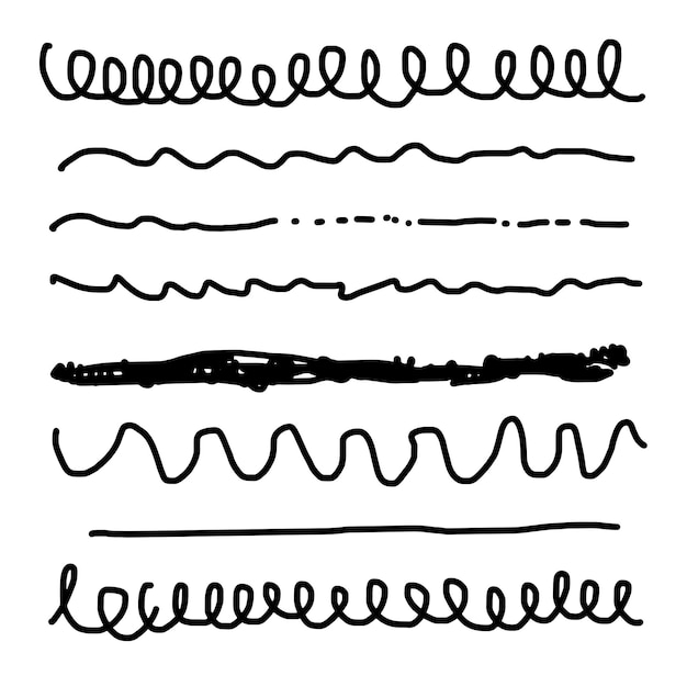 Vektor set von handgezeichneten linienrändern und scribble-designelementen. vektorillustration
