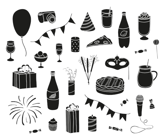 Set von handgezeichneten Partyartikeln
