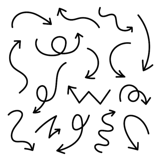 Set von handgezeichneten Pfeil-Doodles