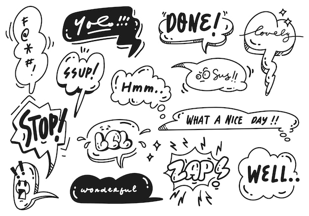 Set von handgezeichneten Sprechblasen-Doodles