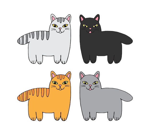 Set von handgezeichneten verschiedenen Katzen