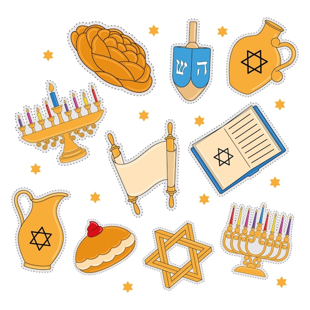 Vektor set von hanukkah-ikonen vektorillustration