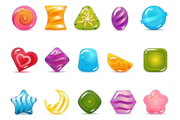 Set von Hard Cadies, Lollipop und Jelly Icons